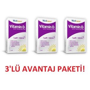 Wellcare Vitamin D3 1000 IU Ekonomik 3'lü Paket
